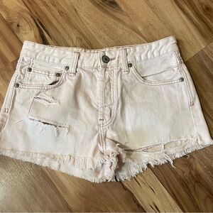 We the Free Loving Good Vibrations Denim Shorts Ivory Size 27